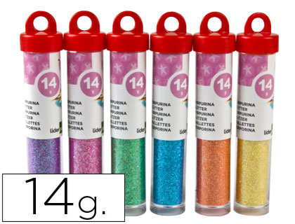 Bote 14g. purpurina Liderpapel colores metálicos pastel surtidos